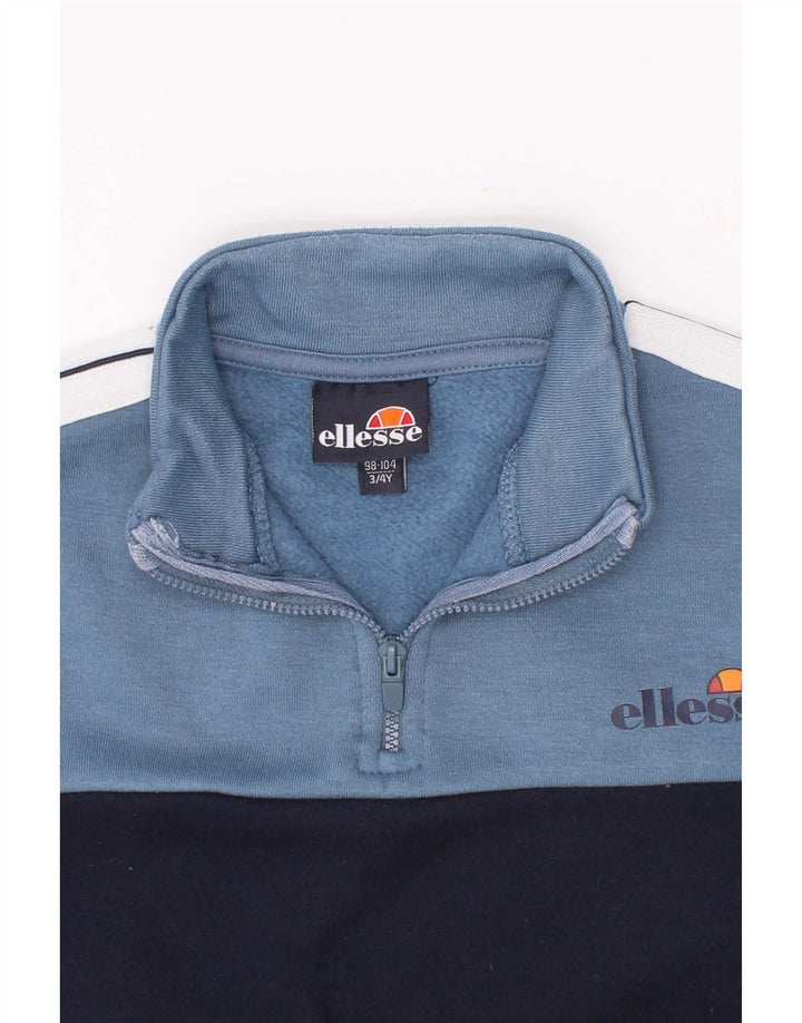 Ellesse Sweat-shirt col zippé pour garçon 3-4 ans Bleu marine colour block