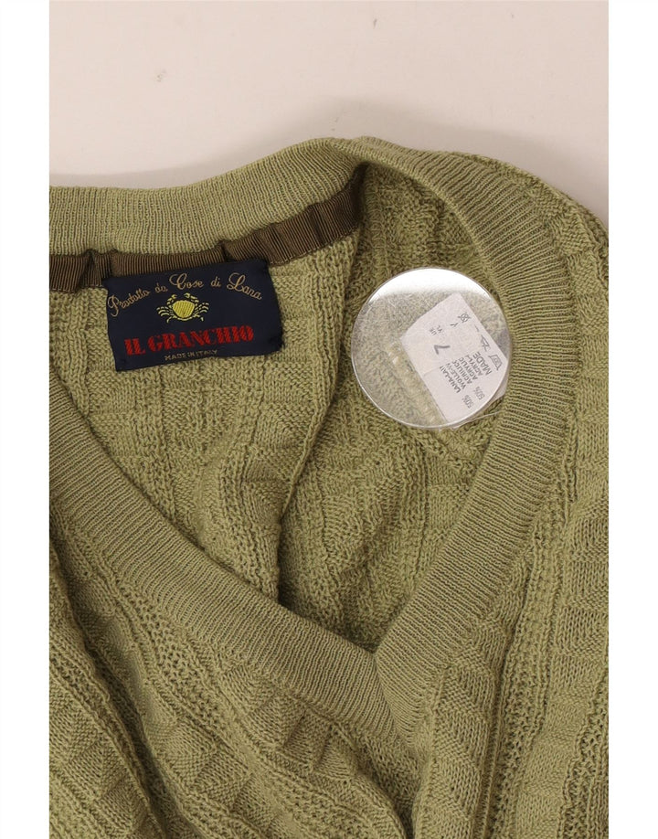 Il Granchio Pull Col V Homme Laine Vert Large