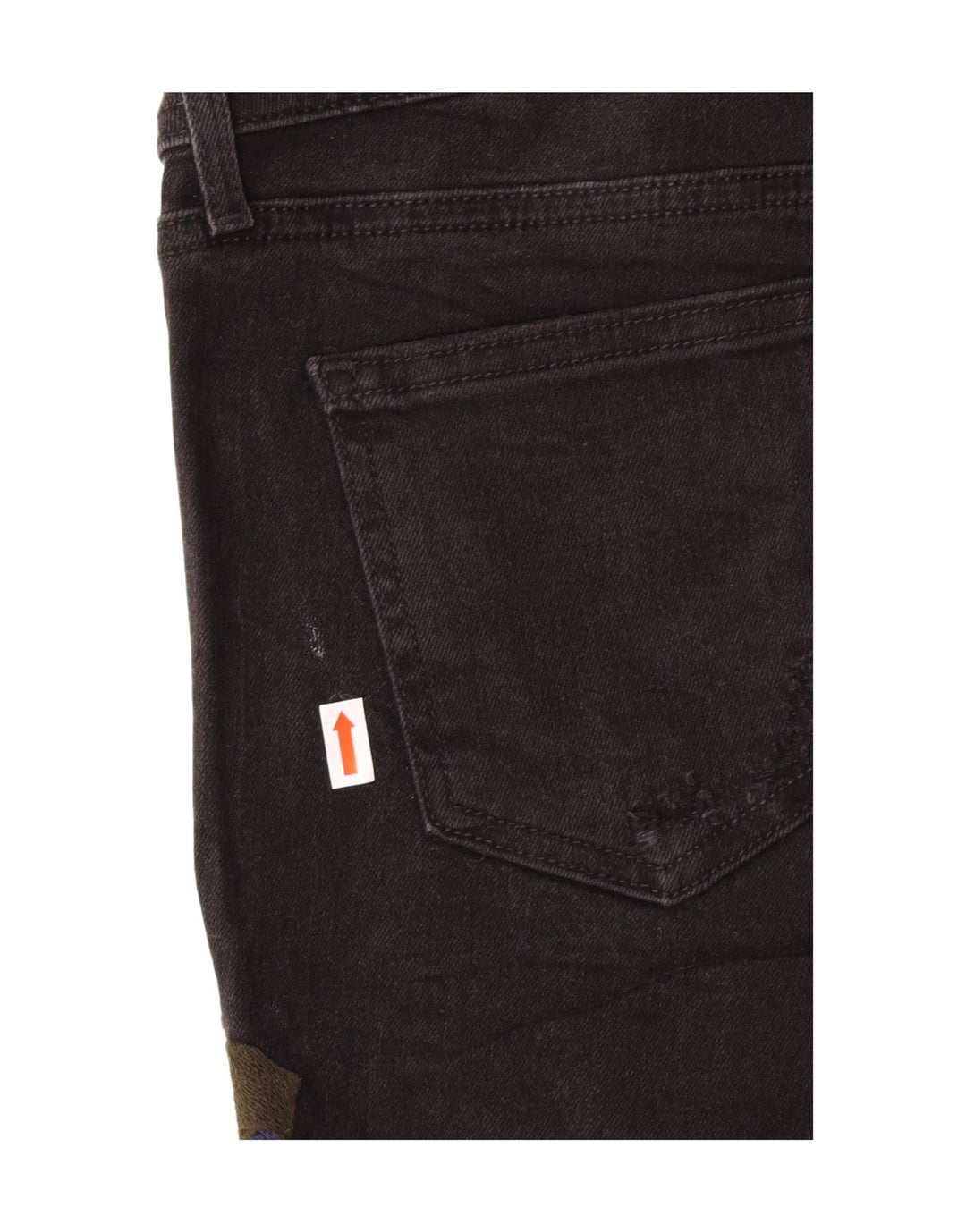 Zara Short en jean graphique pour femme EU 38 Petit W28 Noir Floral Bohème