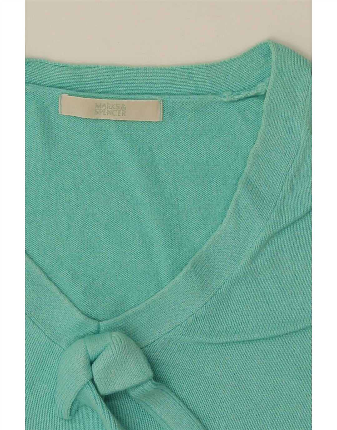 Marks & Spencer Pull court à col en V pour femme UK 12 Turquoise moyen