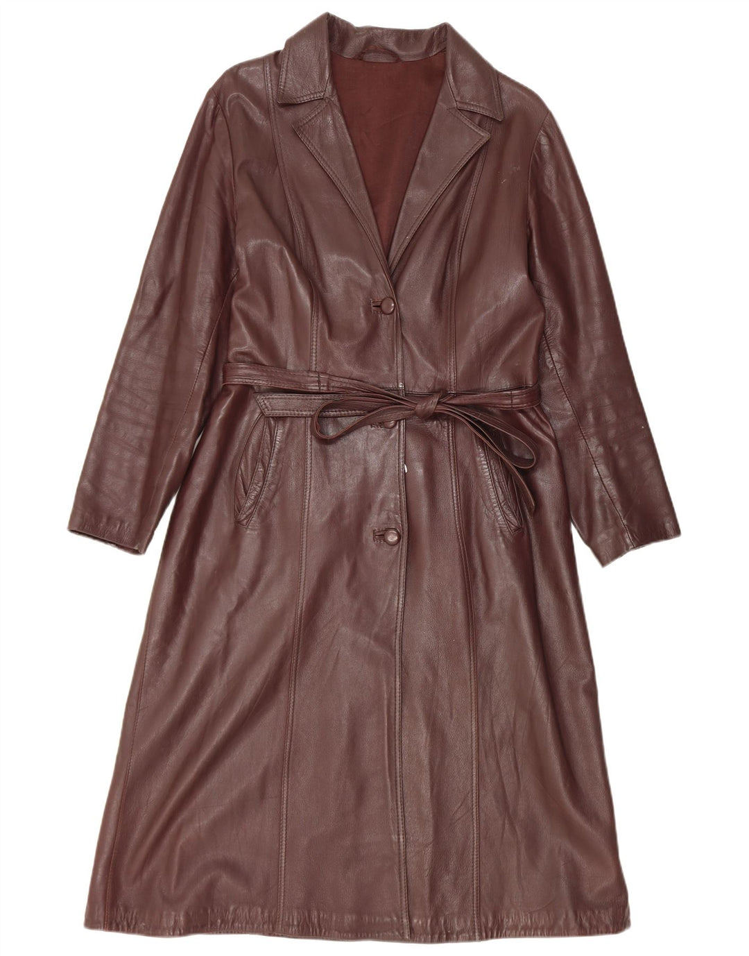 manteau en cuir femme vintage UK 14 Cuir bordeaux moyen