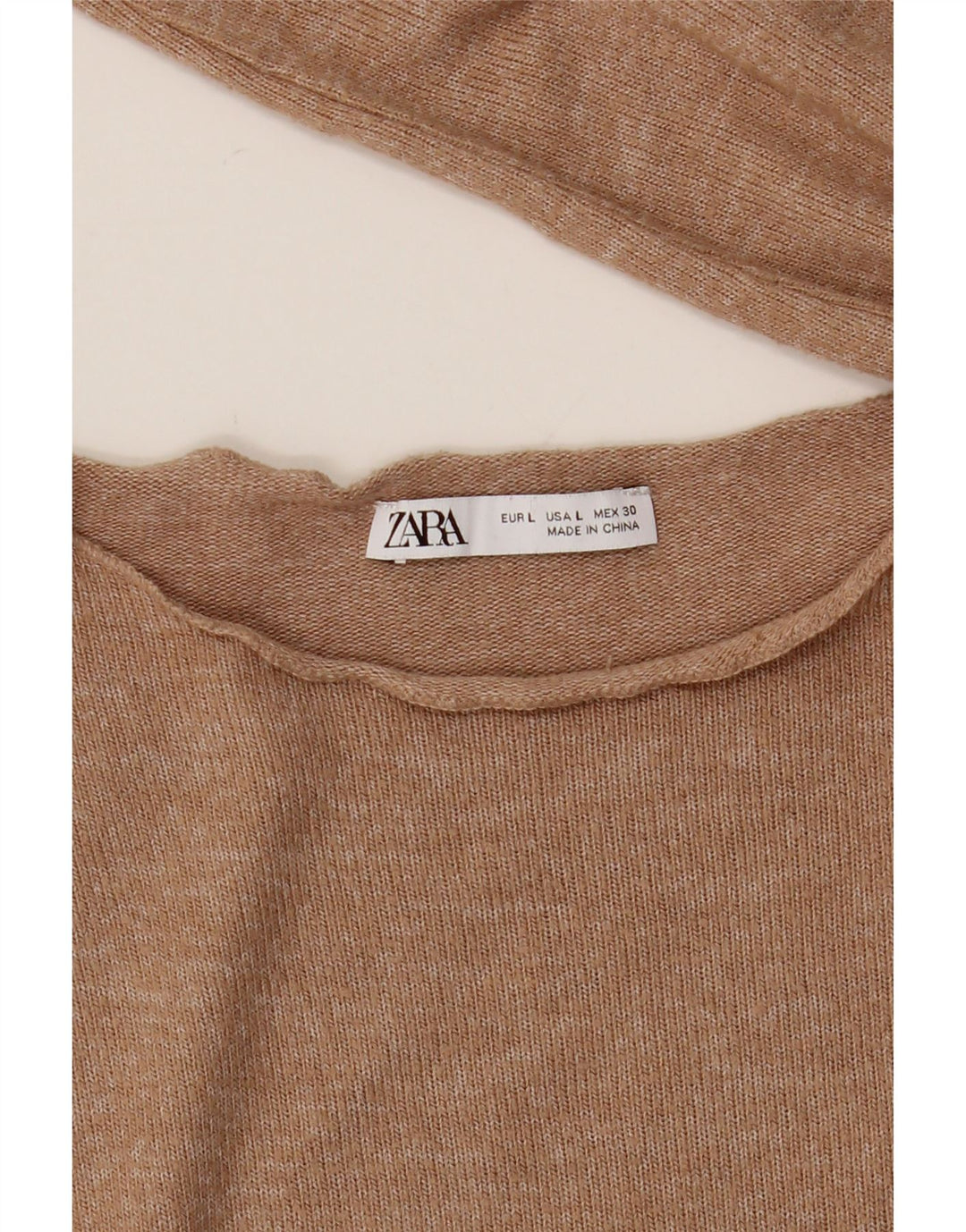 Zara Femme Top Manches Longues UK 16 Large Beige