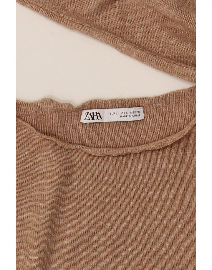 Zara Femme Top Manches Longues UK 16 Large Beige