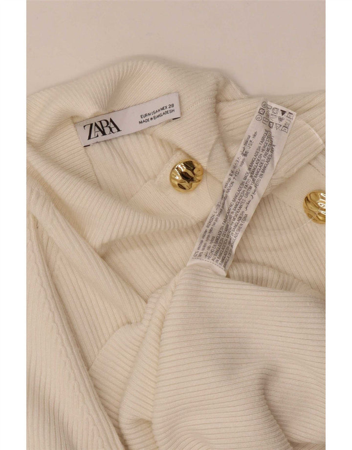 Zara Femme Top Manches Longues UK 12 Medium Off White Viscose