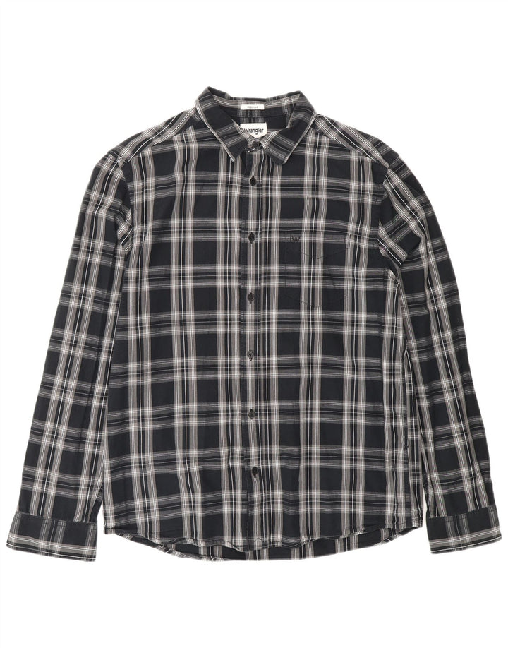 Wrangler Chemise en flanelle coupe classique pour homme en coton à carreaux noir moyen