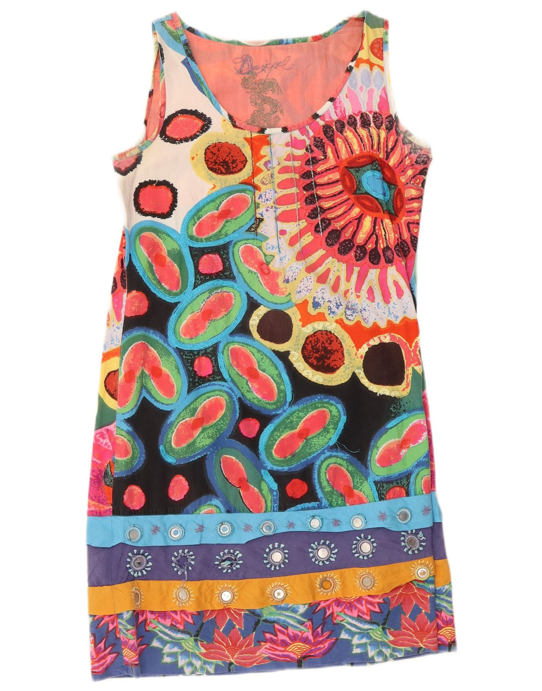 Desigual Robe droite graphique pour femme EU 40 Medium Multicolore Floral