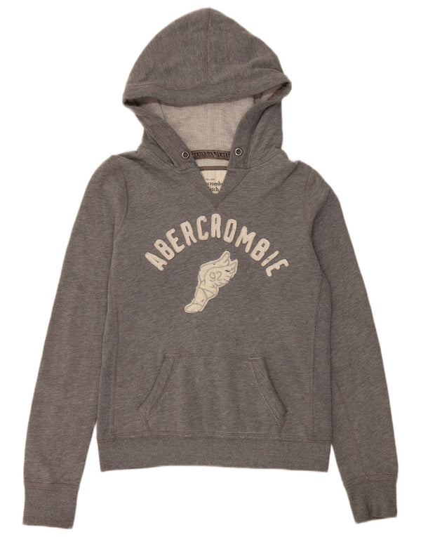 Abercrombie & Fitch Pull à capuche graphique pour femme UK 12 Gris moyen Coton