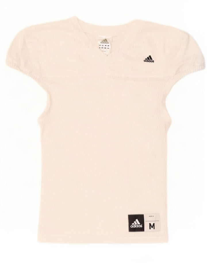 Adidas T-shirt graphique pour femme UK 12 Polyester blanc moyen