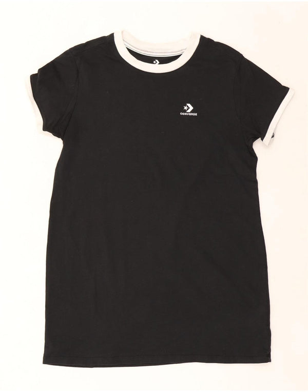 Converse Robe t-shirt surdimensionnée pour femme UK 16 Large Noir Coton