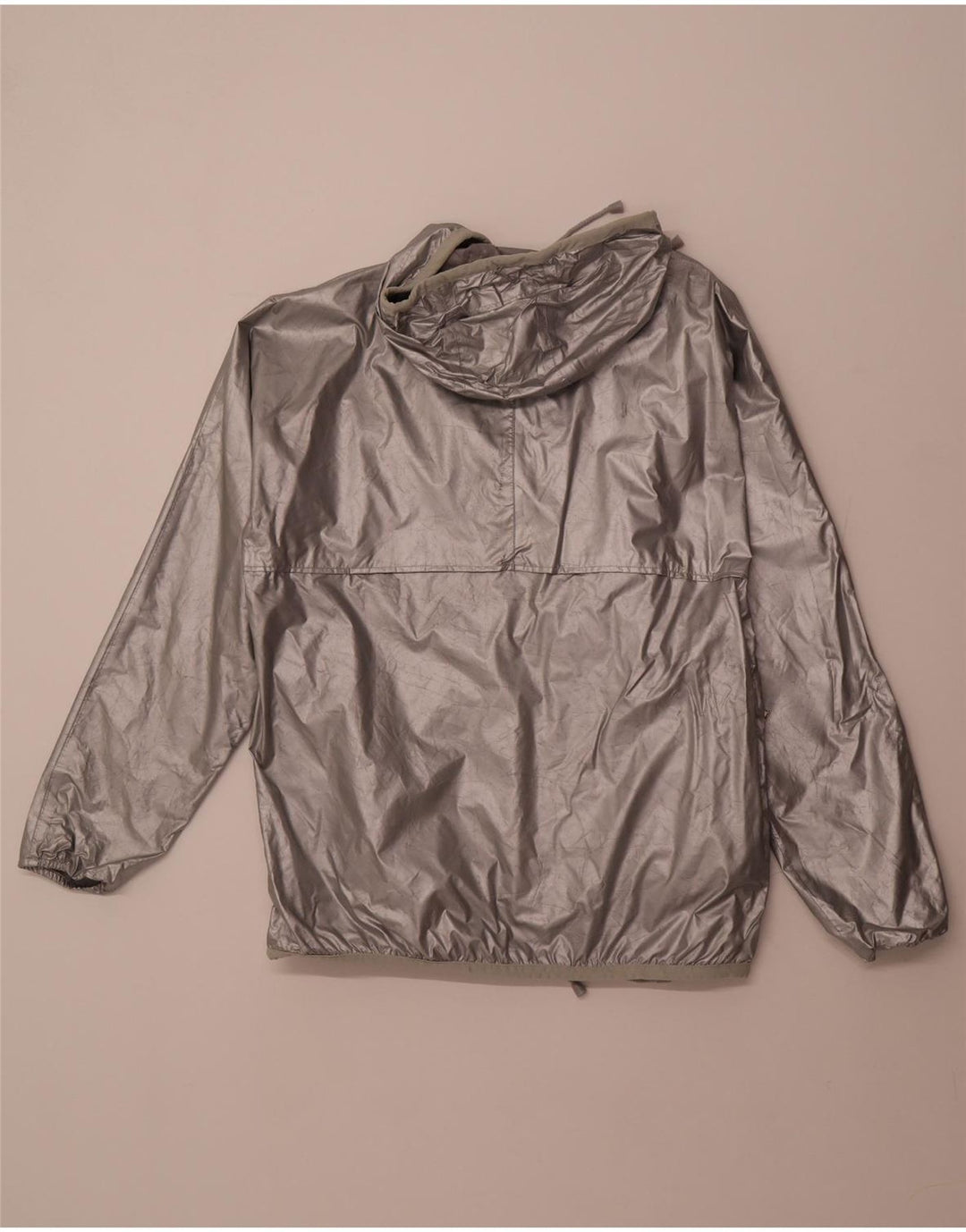 K-WAY Veste de pluie à capuche coupe ample pour femme UK 10 Small Argent Polyamide
