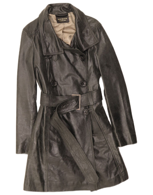 Oakwood Trench en cuir pour femme UK 14 Noir moyen
