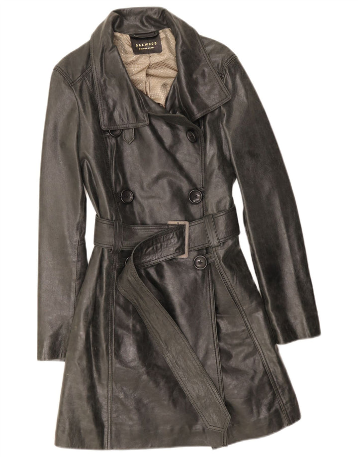 Oakwood Trench en cuir pour femme UK 14 Noir moyen