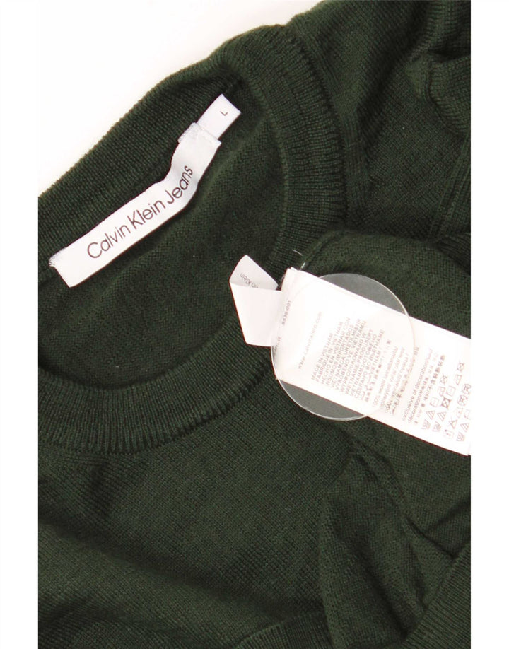 Calvin Klein Jeans Pull à col rond pour homme en laine kaki