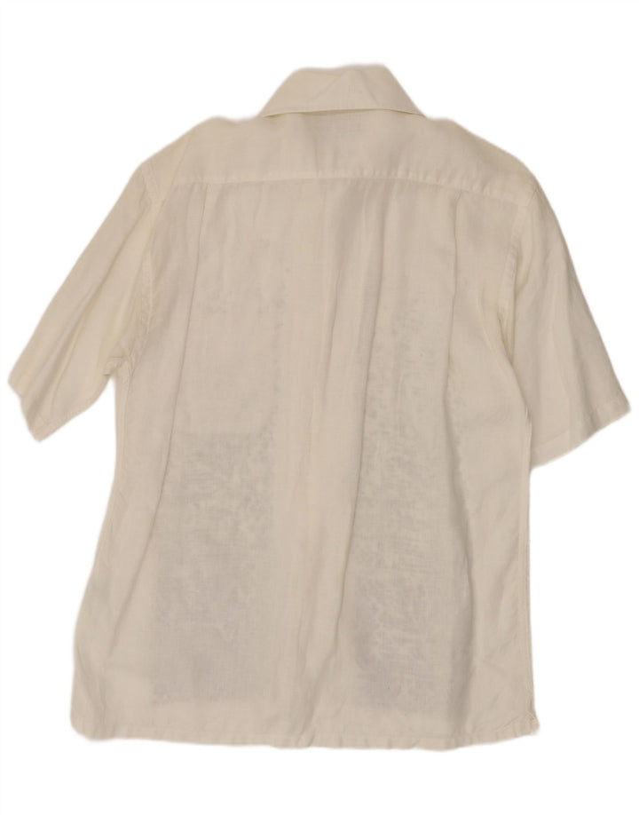 Chemise à manches courtes homme Islande lin géométrique blanc moyen