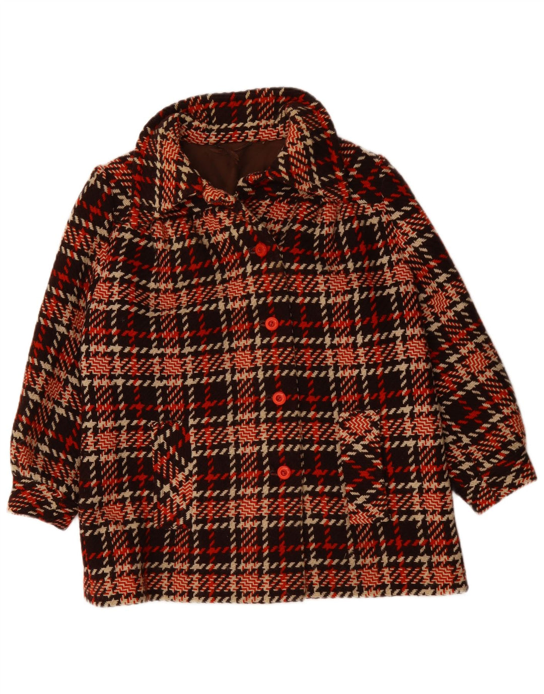 VINTAGE Manteau court femme UK 18 XL Red Check