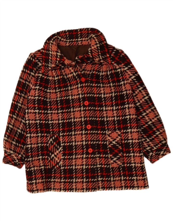 VINTAGE Manteau court femme UK 18 XL Red Check