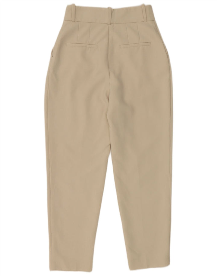 Zara Pantalon De Costume Fuselé Femme Petit W26 L27 Polyester Blanc Cassé