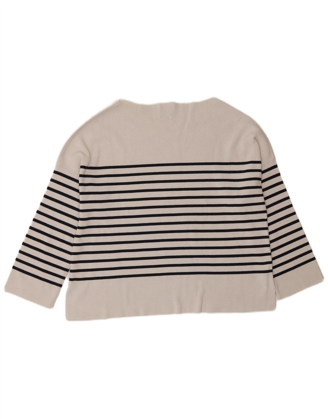 Massimo Dutti Haut surdimensionné à manches 3/4 pour femme UK 10 Petit rayé blanc