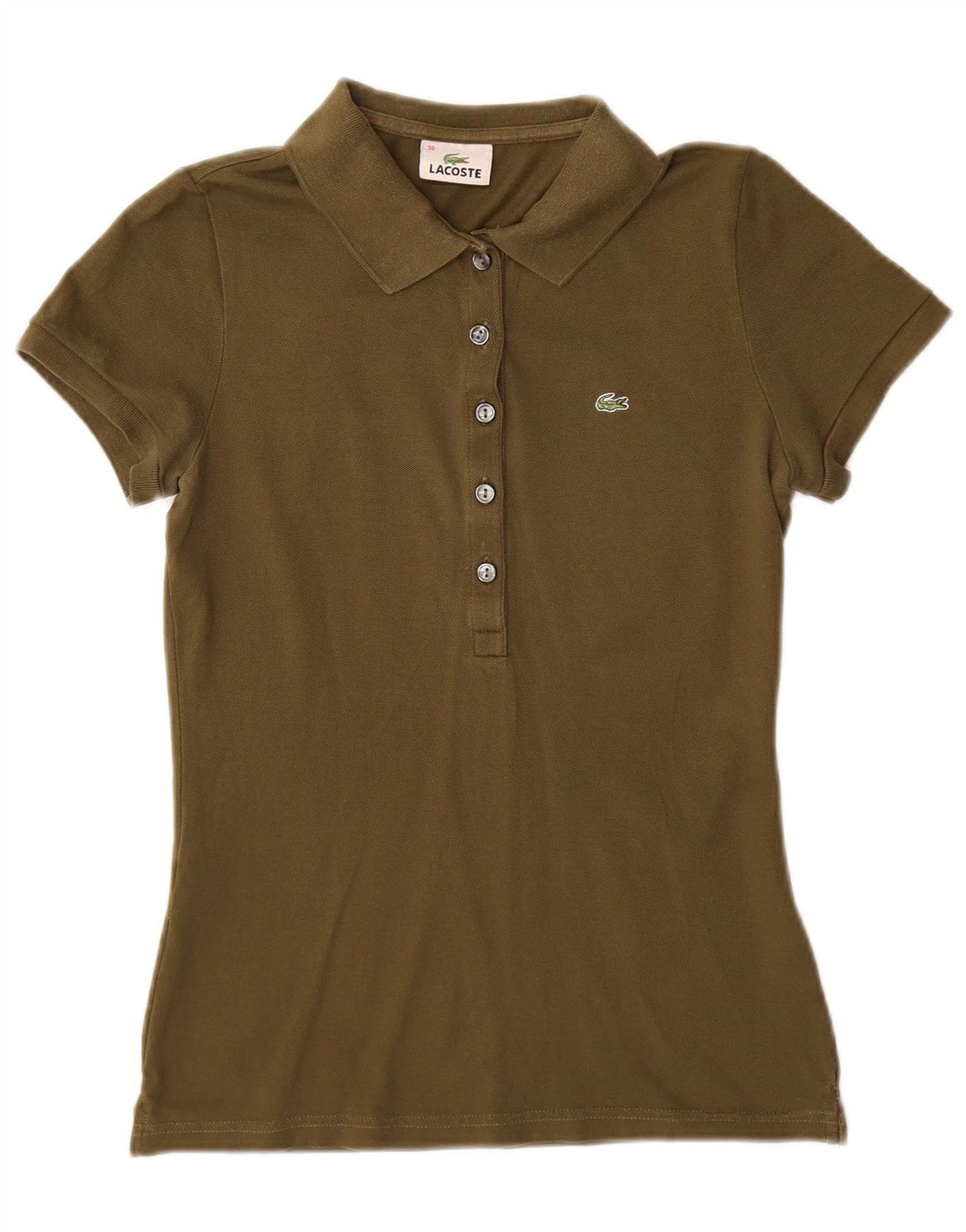 Lacoste Polo Femme Taille 38 Coton Kaki Moyen