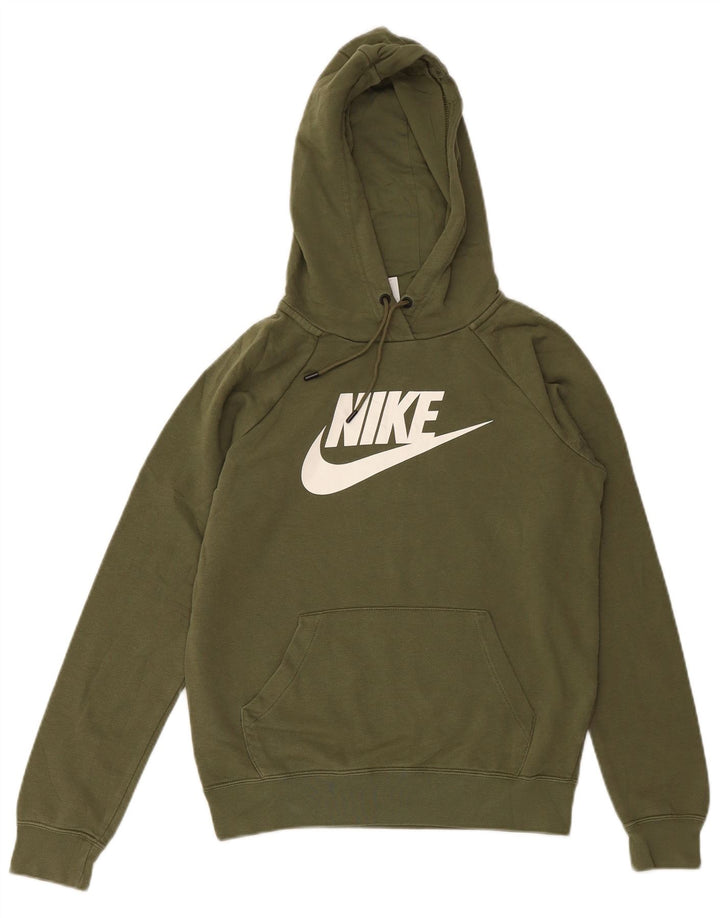 NIKE Pull à capuche graphique pour femme UK 6 XS Kaki Coton