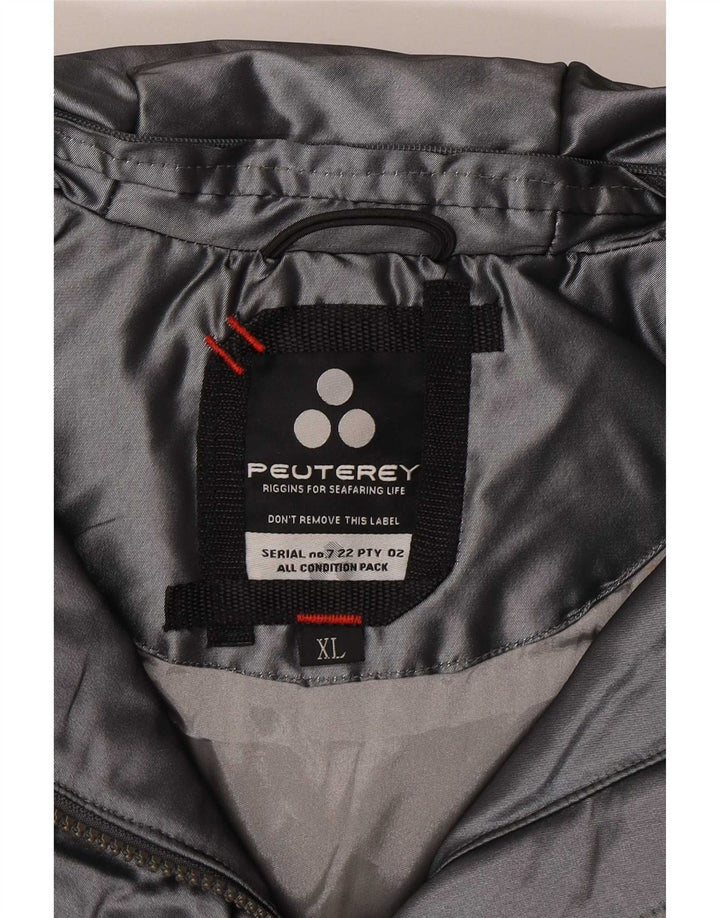 PEUTEREY Veste coupe-vent à capuche pour femme UK 18 XL Argenté Polyester