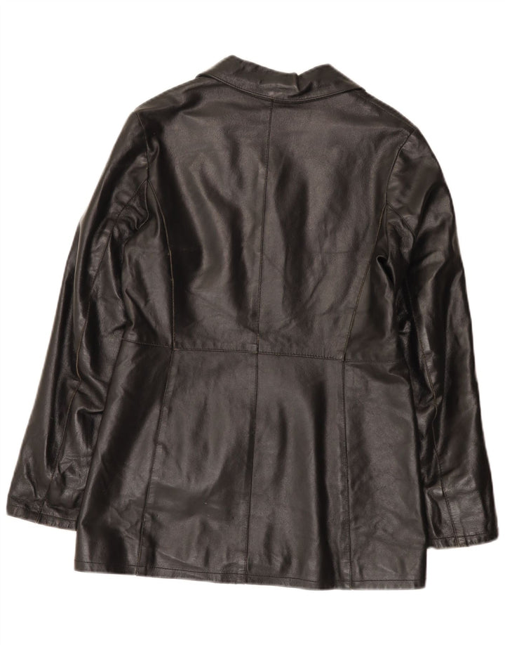 Veste en cuir femme vintage IT 42 Cuir noir moyen
