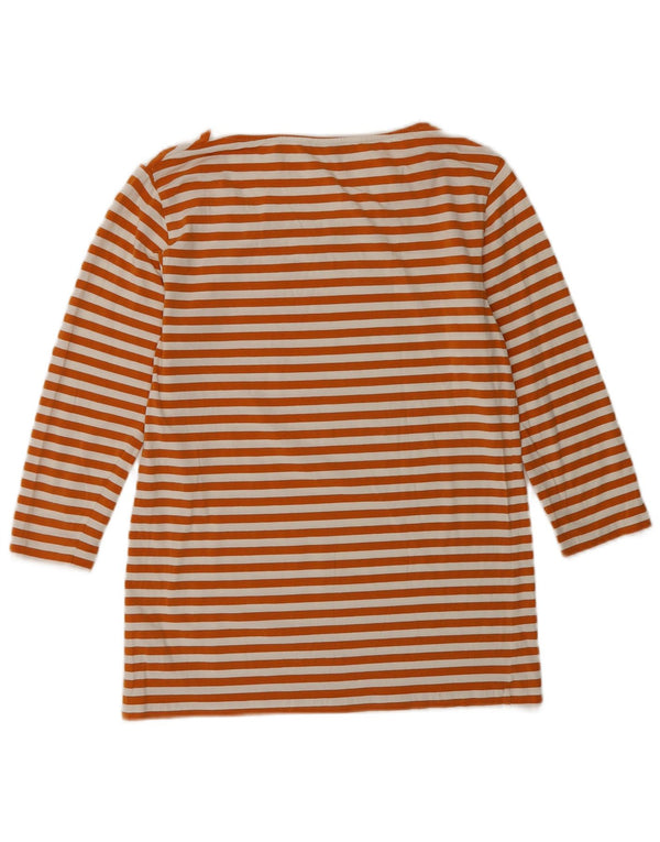 Cos Haut Femme Manches 3/4 UK 10 Petit Coton Rayé Orange