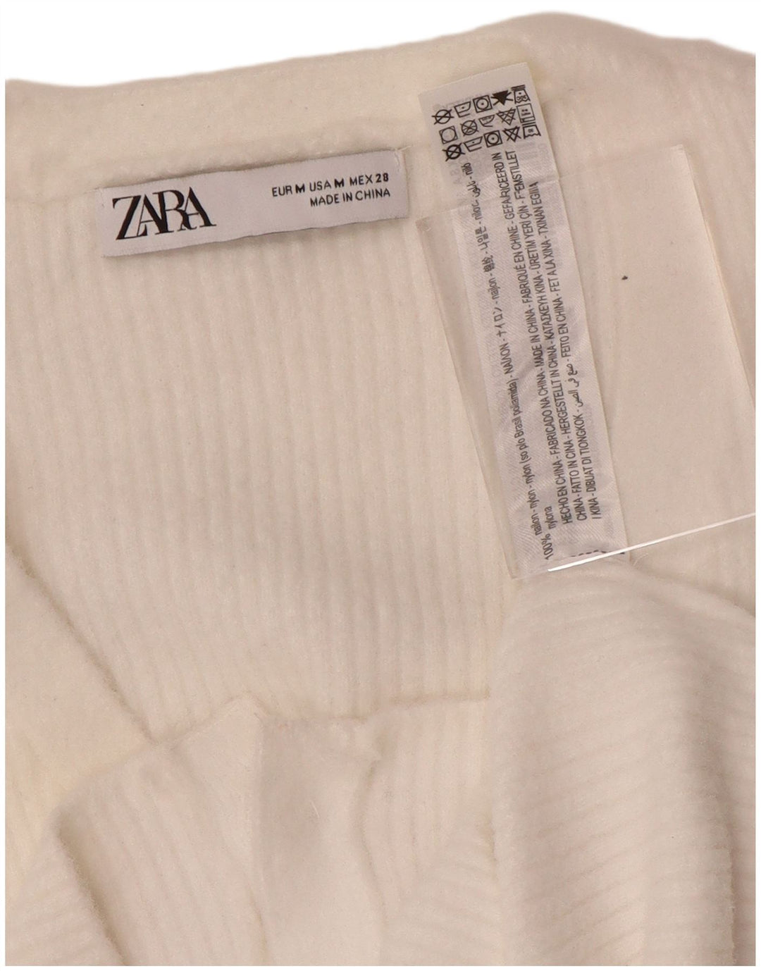 Zara Womens Crop Cardigan Pull UK 12 Moyen Blanc Nylon
