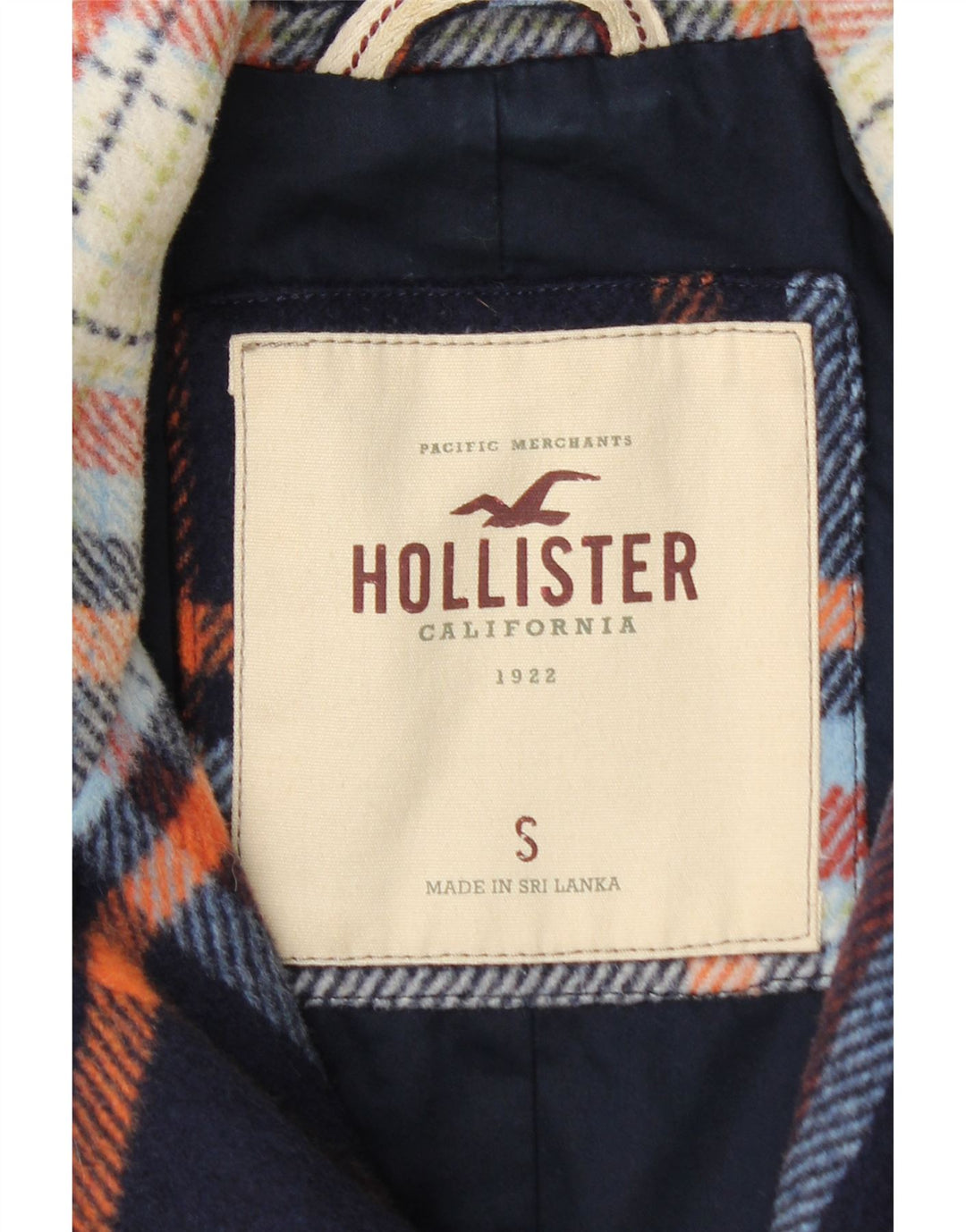 Hollister Womens Crop Bomber Jacket UK 10 Petite laine à carreaux bleu marine