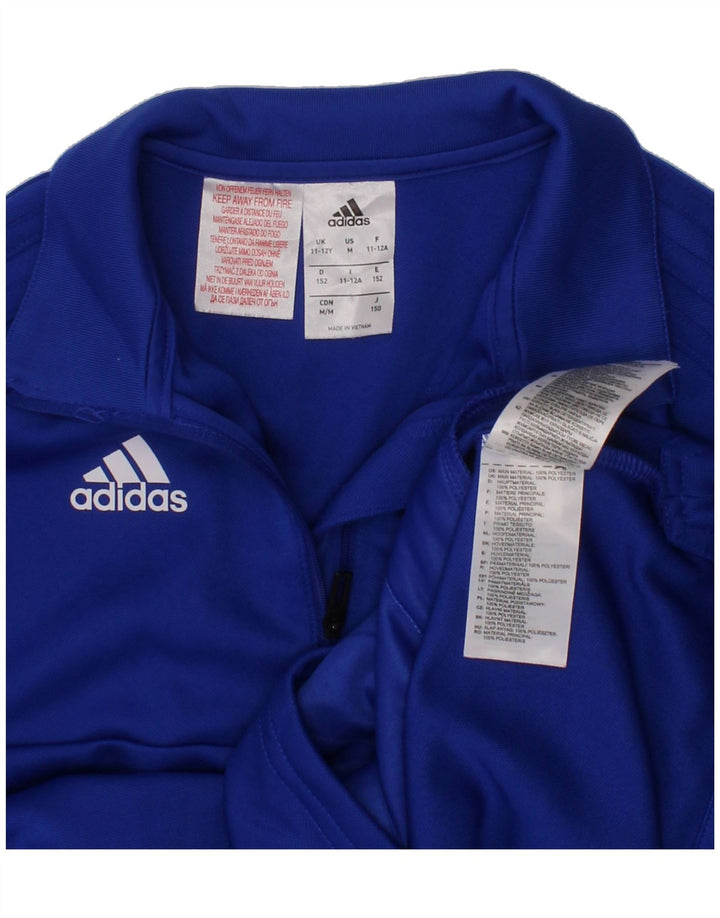 ADIDAS Boys Climalite Pullover Tracksuit Top 11-12 Years Blue Colourblock Vintage Adidas and Second-Hand Adidas from Messina Hembry 