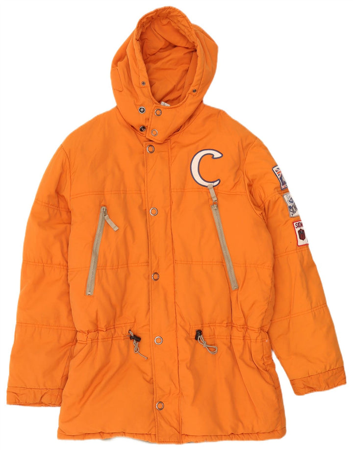 Studio Veste matelassée à capuche graphique pour homme UK 40 Large Orange Coton