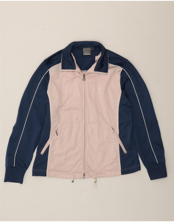 Diadora Veste de survêtement pour femme UK 14 Large Bleu Colorblock Polyester