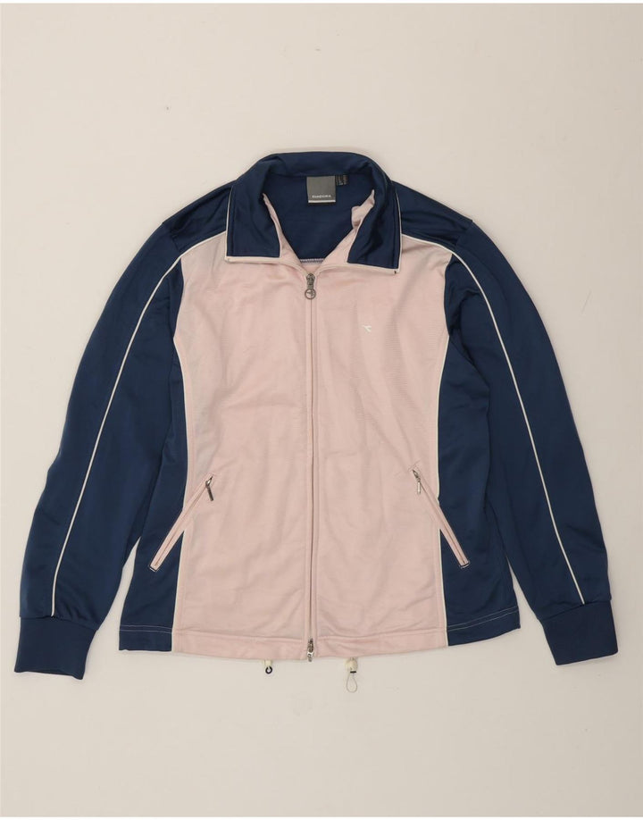Diadora Veste de survêtement pour femme UK 14 Large Bleu Colorblock Polyester