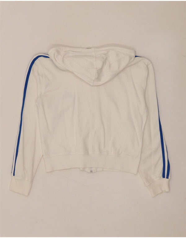 ADIDAS Pull à capuche court pour femme UK 10 Petit coton blanc