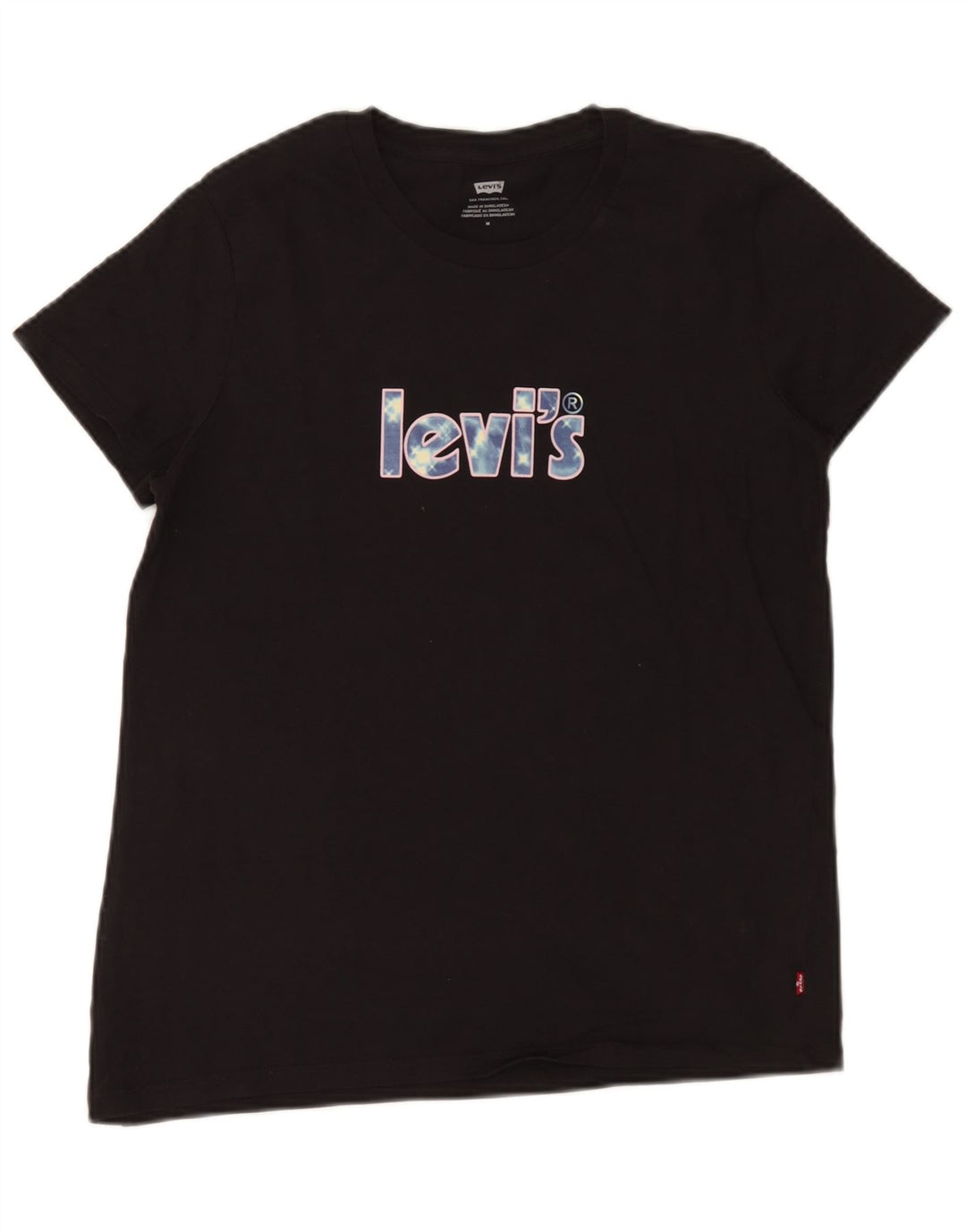 Levi's T-Shirt Graphique Femme UK 12 Noir Moyen Coton