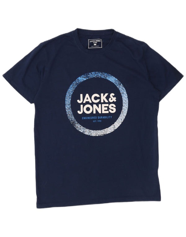 Jack & Jones T-Shirt Graphique Homme Grand Bleu Marine Coton