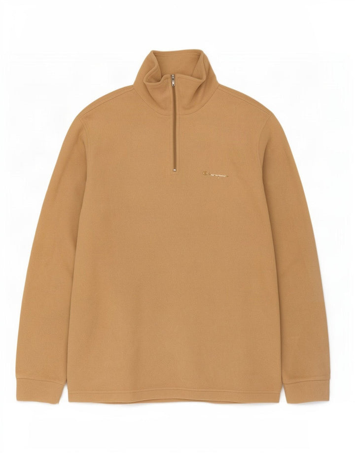 Champion Pull polaire à col zippé pour homme Large Beige