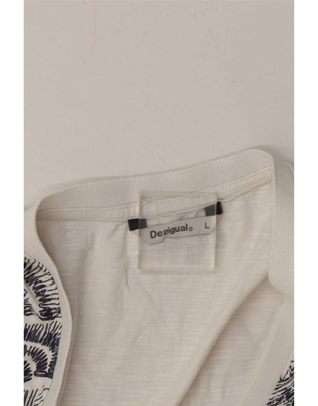 Desigual T-shirt graphique pour femme UK 16 Large Blanc