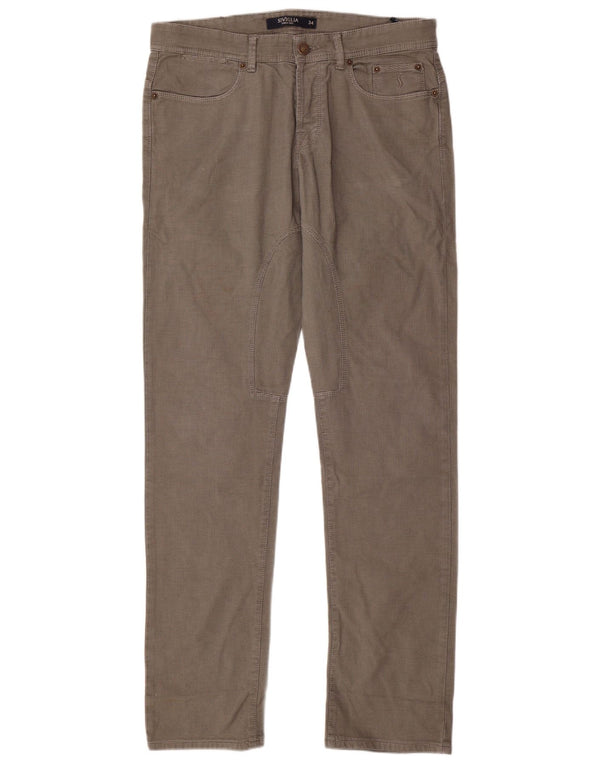 SIVIGLIA Pantalon décontracté droit homme W34 L33 Beige Chevron Coton