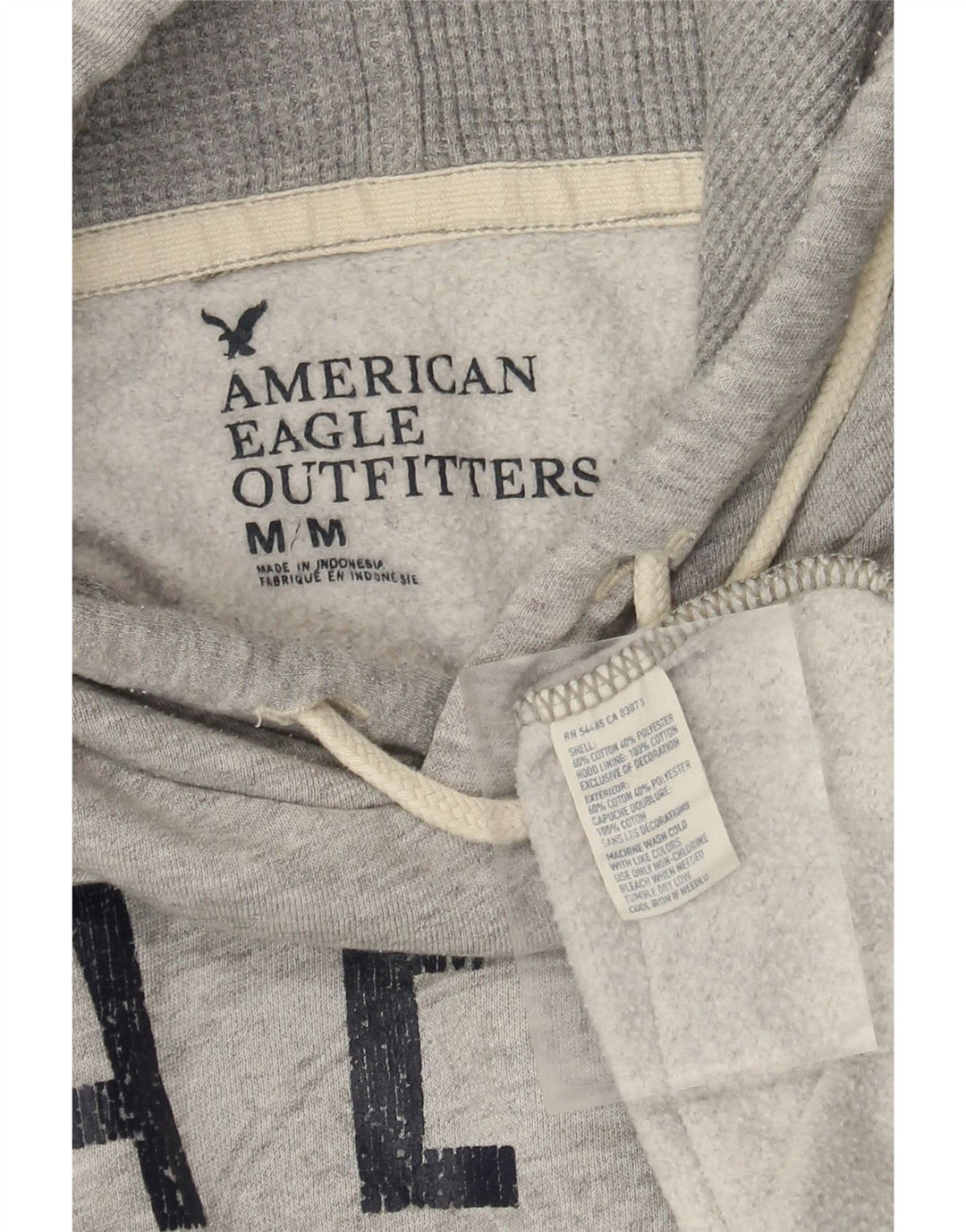 American Eagle Pull à Capuche Graphique Homme Gris Moyen Coton