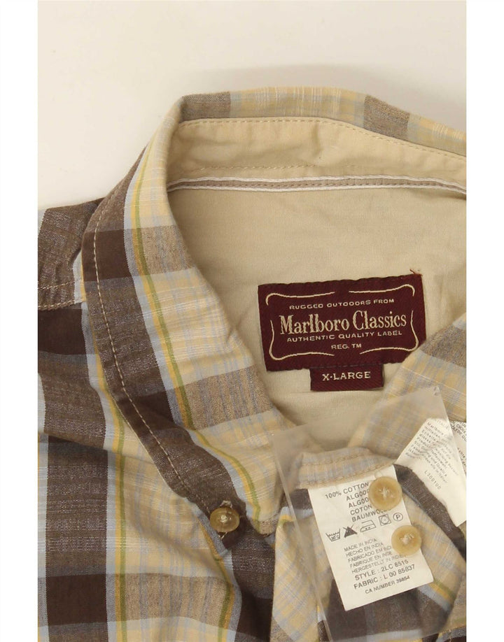 Marlboro Classics Chemise Homme XL Beige Carreaux Coton