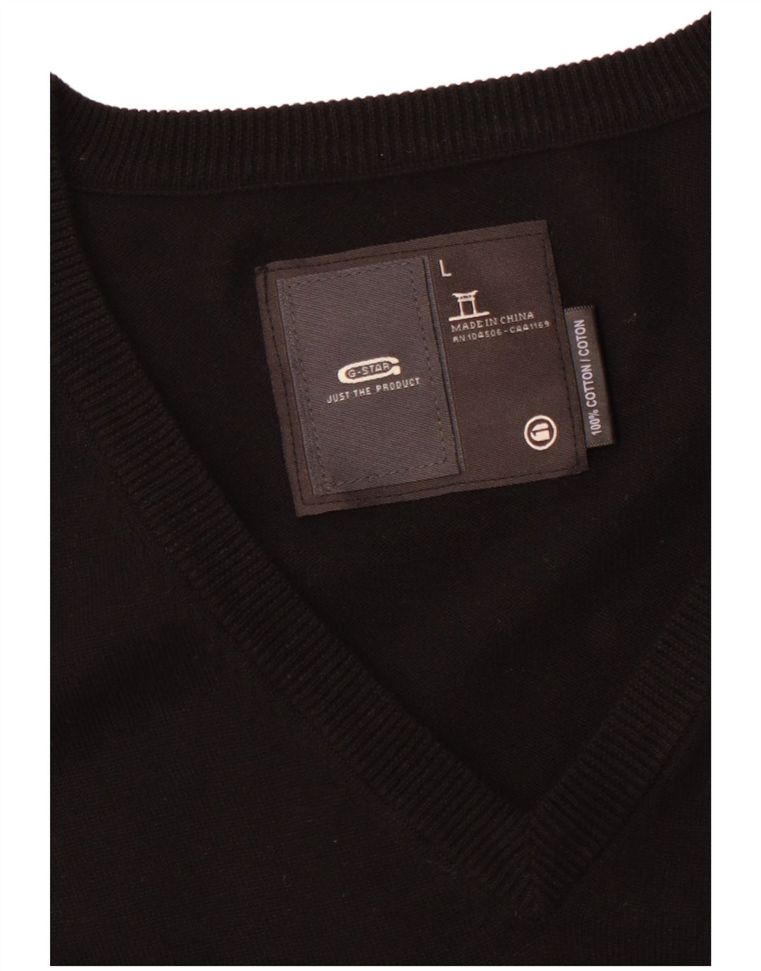 G-STAR Pull graphique à col en V pour hommes, grand coton noir