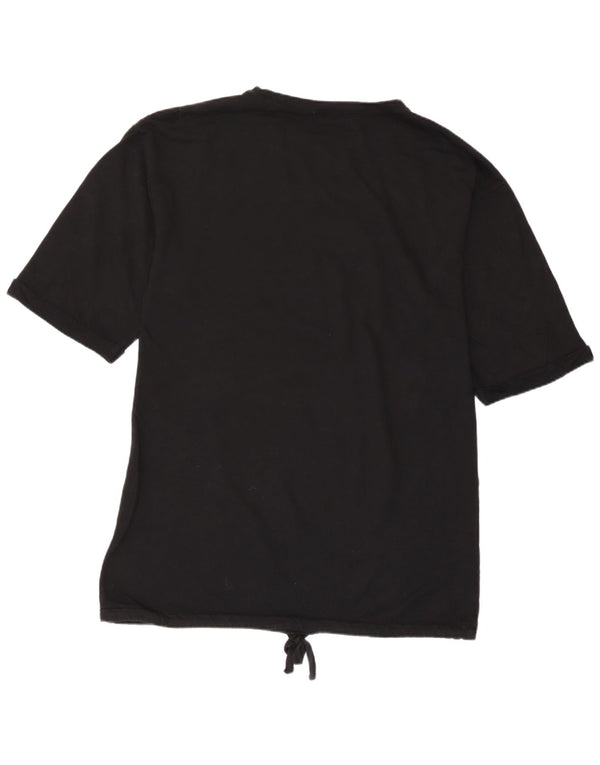 Zara Womens Graphic T-Shirt Top UK 16 Grand Noir Coton
