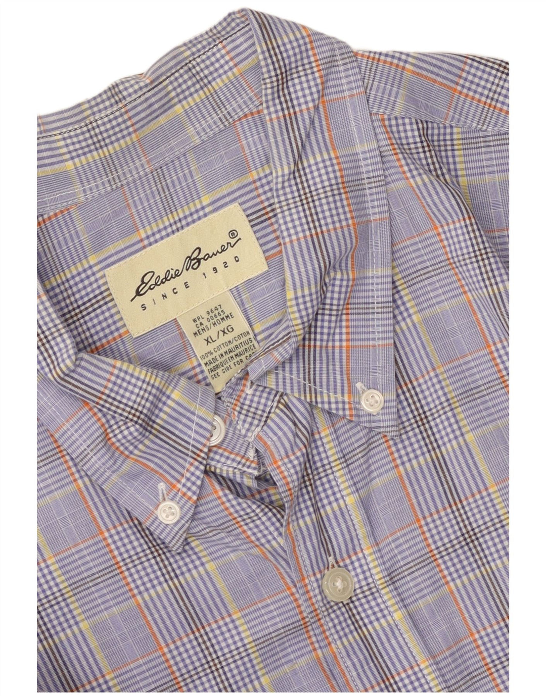 Eddie Bauer Chemise Homme XL Bleu Carreaux Coton