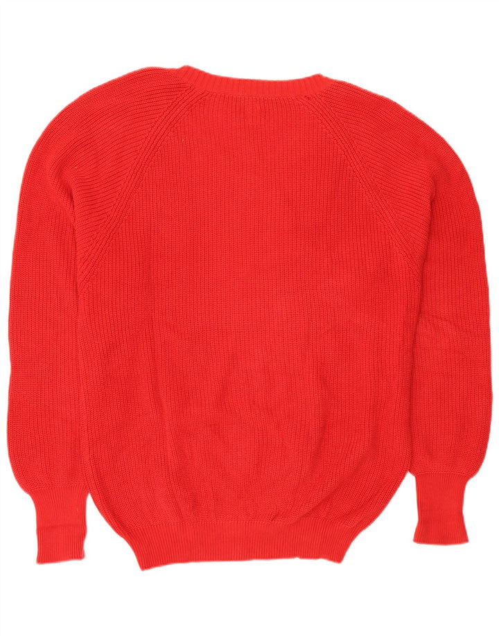 VINTAGE Pull col V homme grand coton rouge