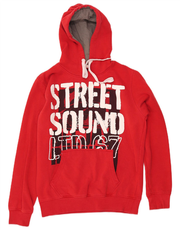 MUCHMORE Pull à capuche graphique pour homme en coton rouge Taille S
