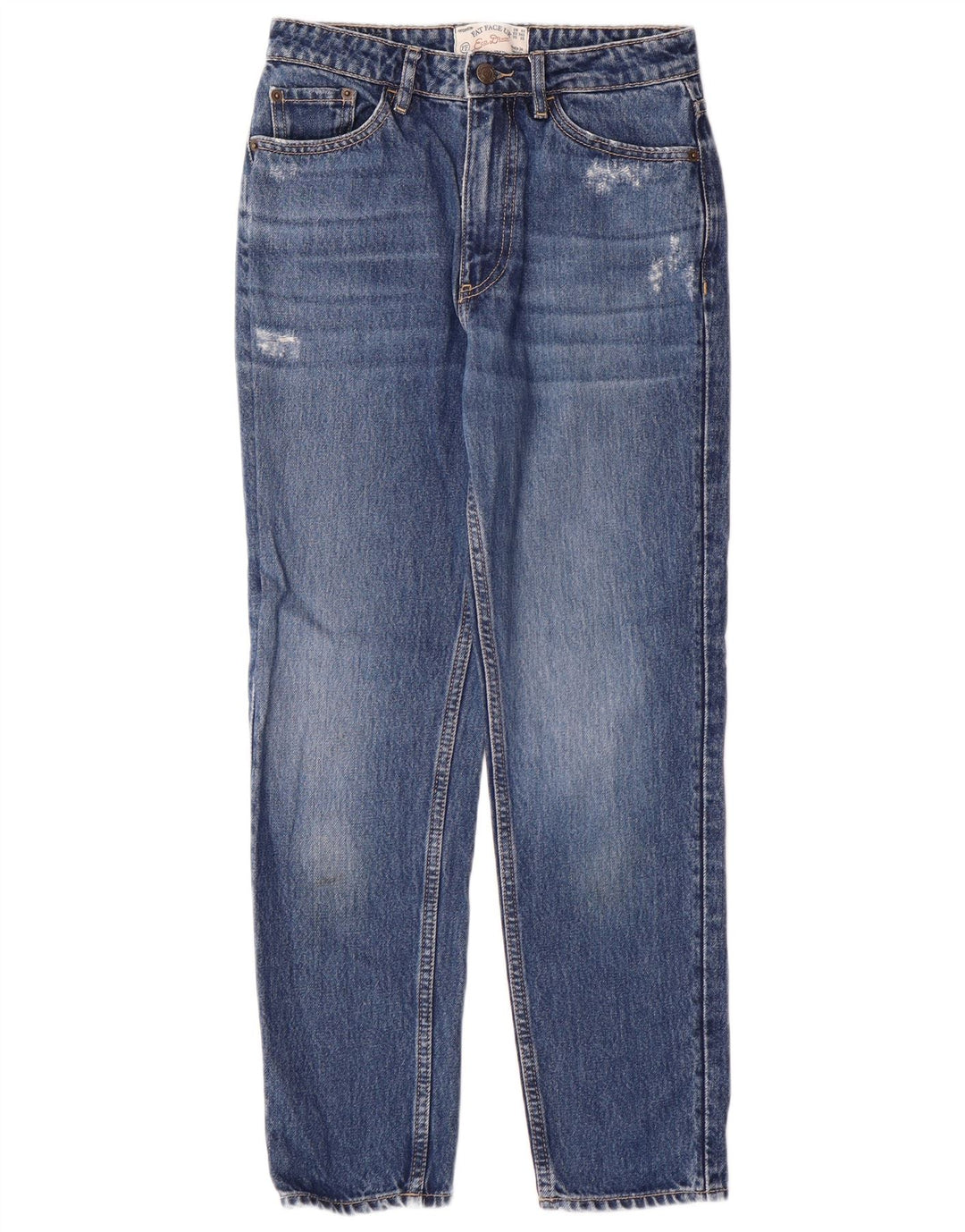 FAT FACE Jean Mom Jean Slim vieilli pour femme UK 6 XS W26 L26 Bleu Coton