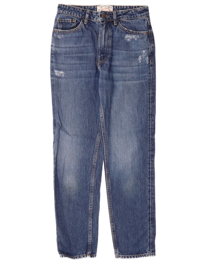 FAT FACE Jean Mom Jean Slim vieilli pour femme UK 6 XS W26 L26 Bleu Coton