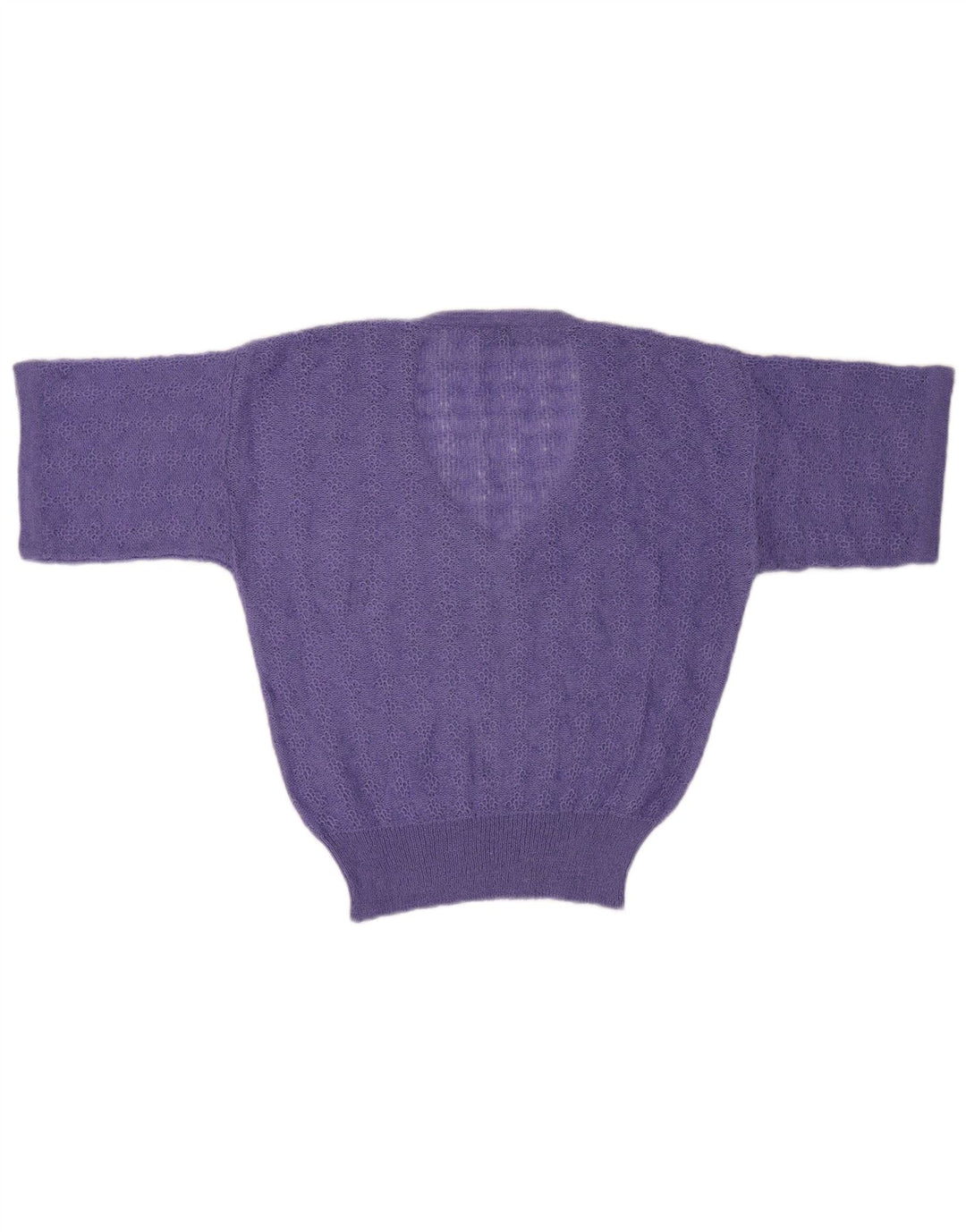 VINTAGE Pull à manches courtes et col en V pour femme UK 14 Violet moyen