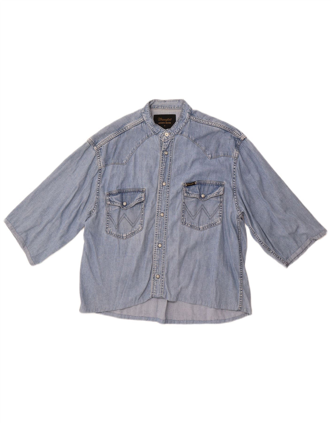 Wrangler Chemise en Jean à Manches Courtes Homme Bleu Moyen